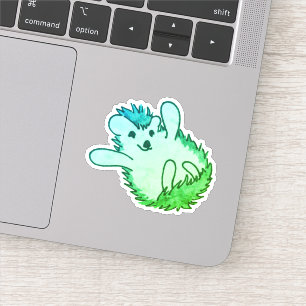 Woodland Animal Art Green Adorable Happy Hedgehog