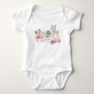 Woodland Animal Baby Girl Personalised Bodysuit