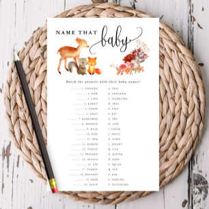 Woodland Animal Baby Matching Paper Game Card