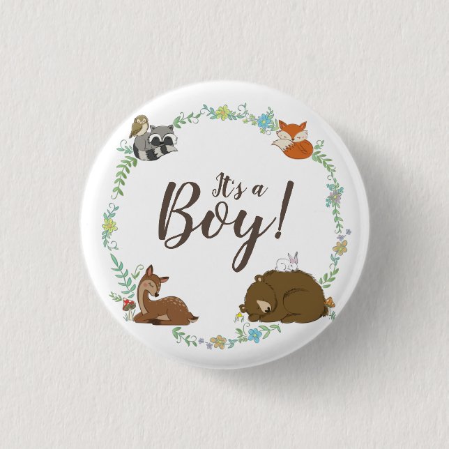 Woodland Animal Baby Shower 3 Cm Round Badge (Front)