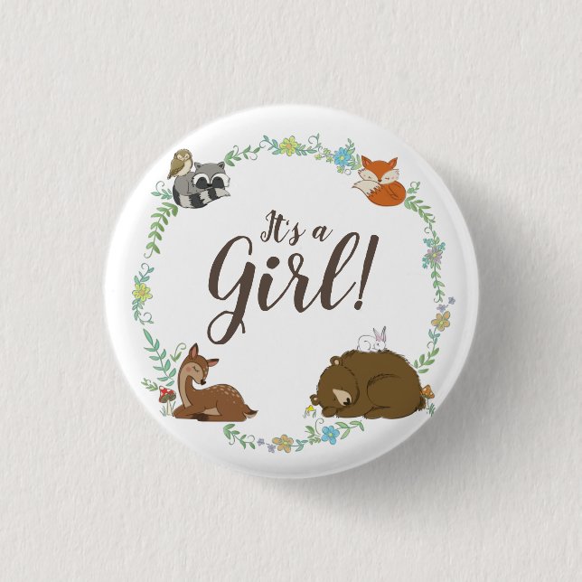 Woodland Animal Baby Shower 3 Cm Round Badge (Front)