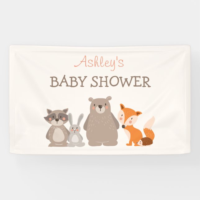 Woodland Animal Baby shower banner Forest Cute (Horizontal)