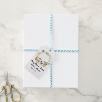 woodland animal baby shower design gift tags