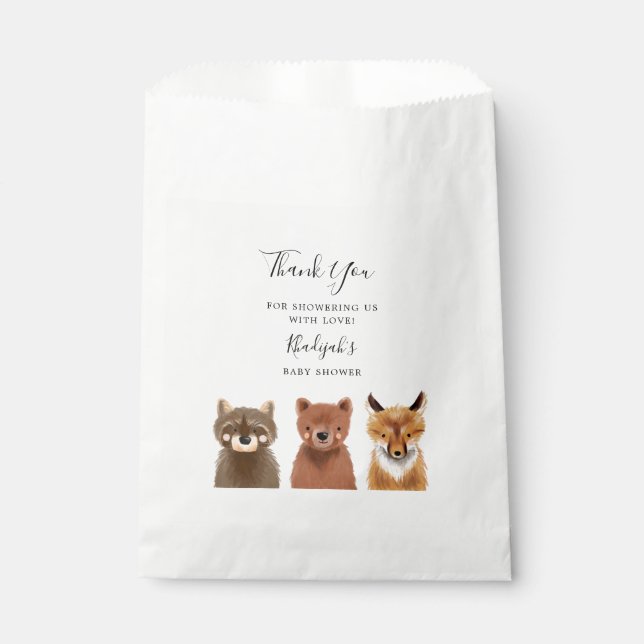 Woodland Animal Baby Shower Favour Bags (Front)