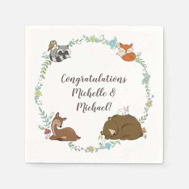 Woodland Animal Baby Shower Napkin (Front)