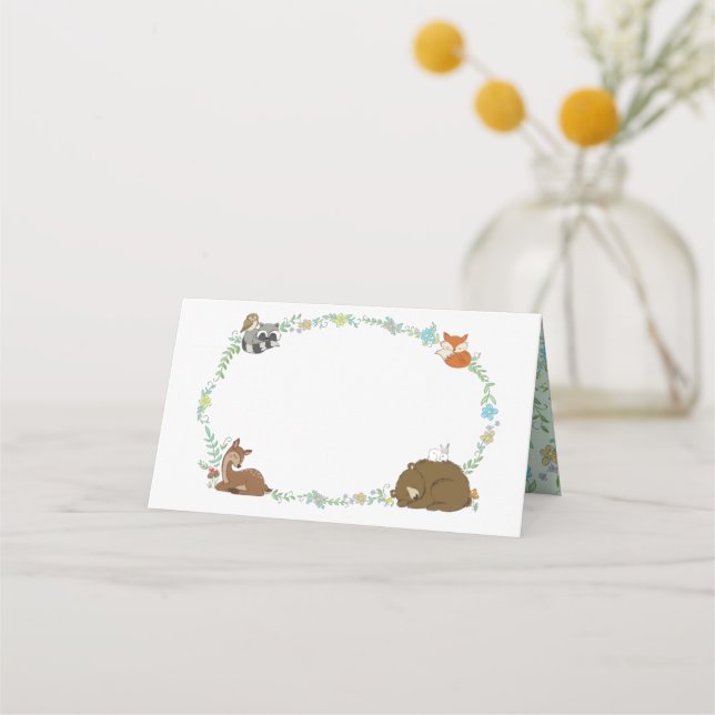 Woodland Animal Baby Shower Place Card (Front)