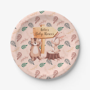 Woodland animal baby shower plates, Shower decor Paper Plate