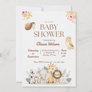 Woodland Animal Bayby Shower Invitation