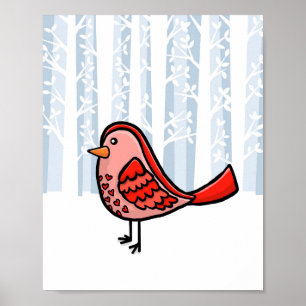 Woodland Animal Bird Poster