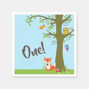 Woodland Animal Birthday Cute Kids Forest Friends Napkin