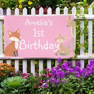  Woodland Animal Birthday Party  Banner