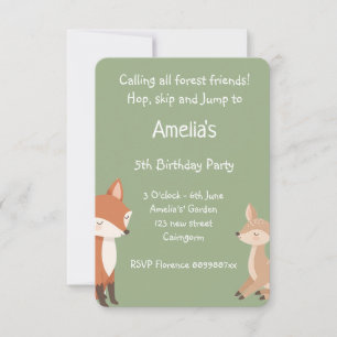 Woodland Animal Birthday Party Invitation