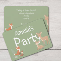 Woodland Animal Birthday Party Invitation