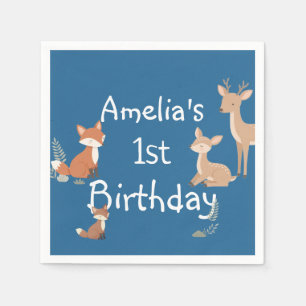 Woodland Animal Birthday Party Napkin