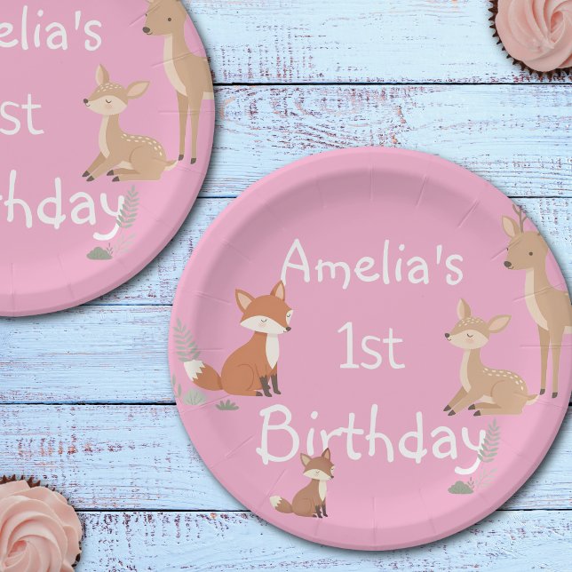  Woodland Animal Birthday Party  Paper Plate (Creator Uploaded)