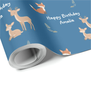 Woodland Animal Birthday Personalised Wrapping Paper