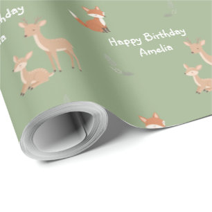 Woodland Animal Birthday Personalised Wrapping Paper