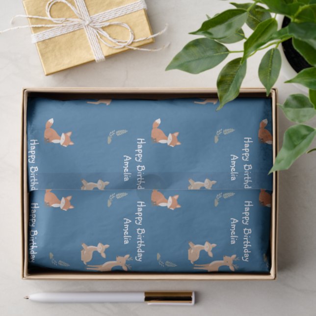  Woodland Animal Birthday Personalized  Tissue Paper (Gift)