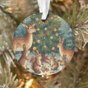 Woodland Animal Christmas Scene Ornament
