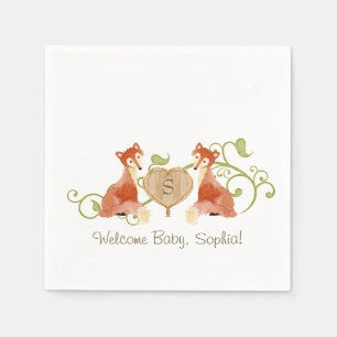 Woodland Animal Creatures, Fox n Vines Newborn Napkin