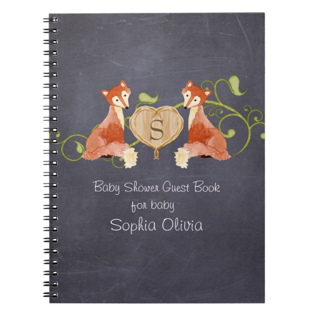 Woodland Animal Creatures, Fox n Vines Newborn Spiral Notebook (Front)