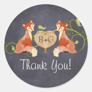 Woodland Animal Creatures, Fox n Vines Weddings Classic Round Sticker