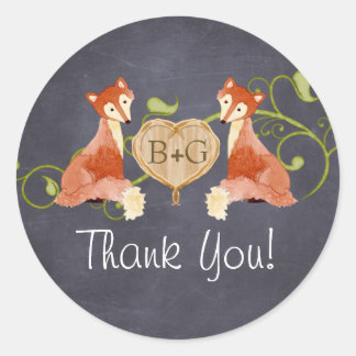 Woodland Animal Creatures, Fox n Vines Weddings Classic Round Sticker