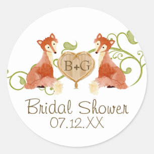 Woodland Animal Creatures, Fox n Vines Weddings Classic Round Sticker