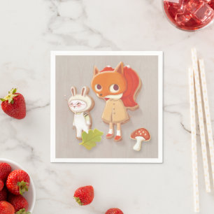 Woodland animal decorated cookies napkin