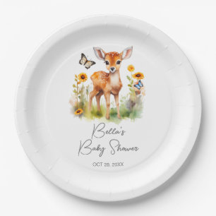 Woodland Animal Deer Baby Shower Paper Plate