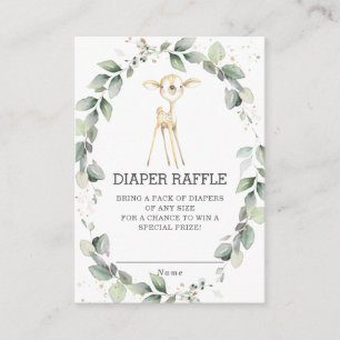 Woodland Animal Deer Greenery Wreath Diaper Raffle Enclosure Card