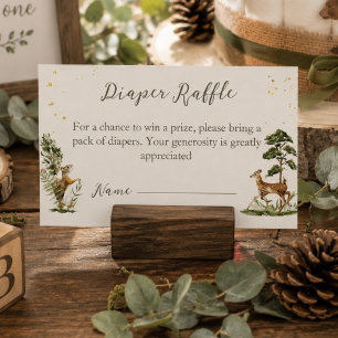 Woodland Animal Diaper Raffle baby shower game  Enclosure Card
