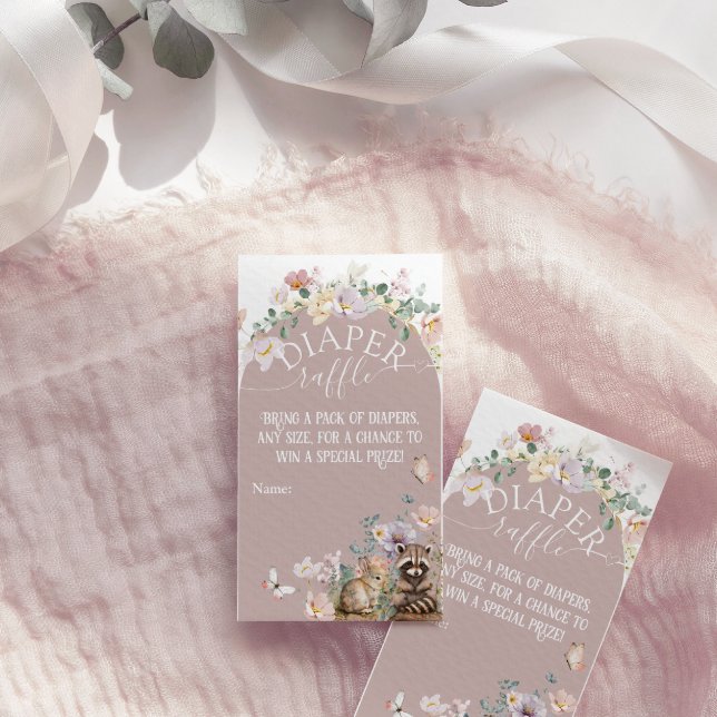 Woodland animal floral girl Baby Shower diaper Enclosure Card (Creator Uploaded)