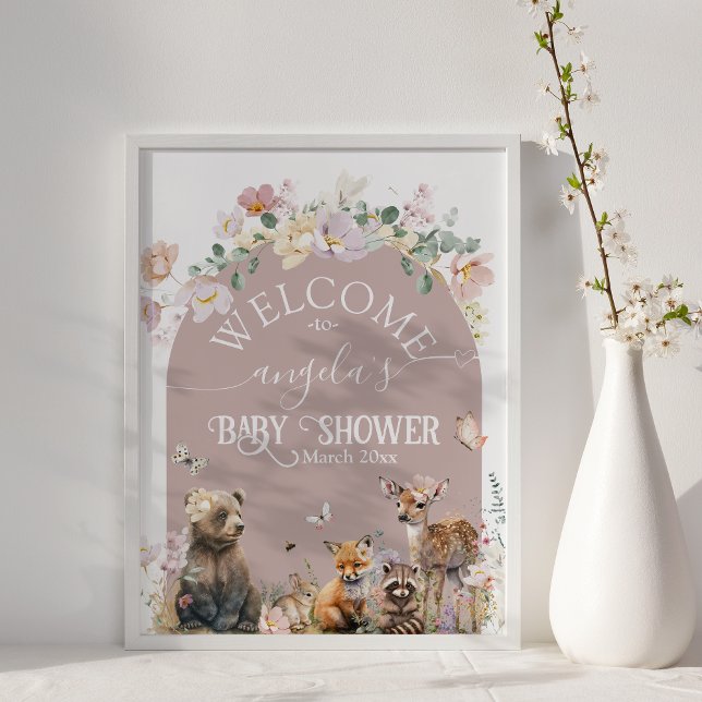 Woodland animal floral girl Baby Shower welcome  Poster (Creator Uploaded)