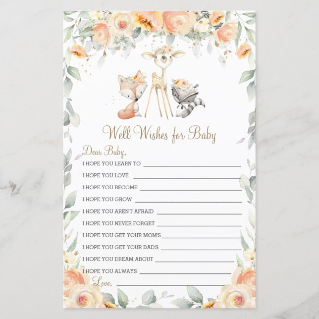 Woodland Animal Floral Well Wishes for Baby (Front)