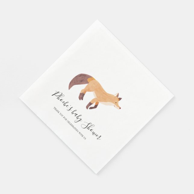 Woodland Animal Fox Baby Shower Paper Napkin (Corner)