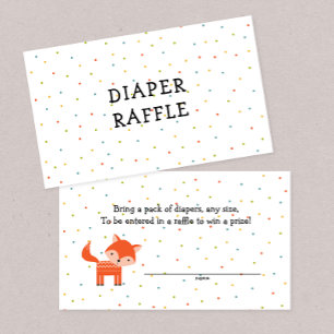 Woodland animal Fox diaper raffle tickets Enclosure Card