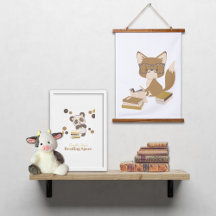 Woodland Animal Fox Reading Poster