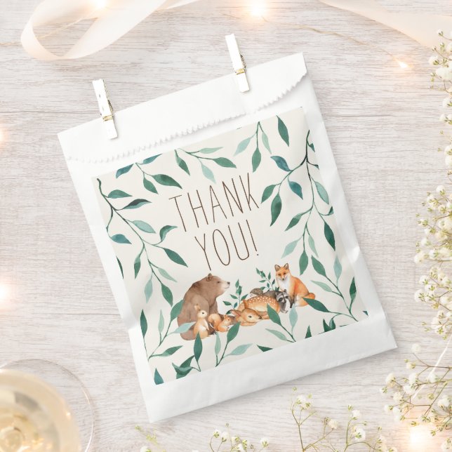 Woodland Animal Friends Baby Shower Favour Bags (Clipped)