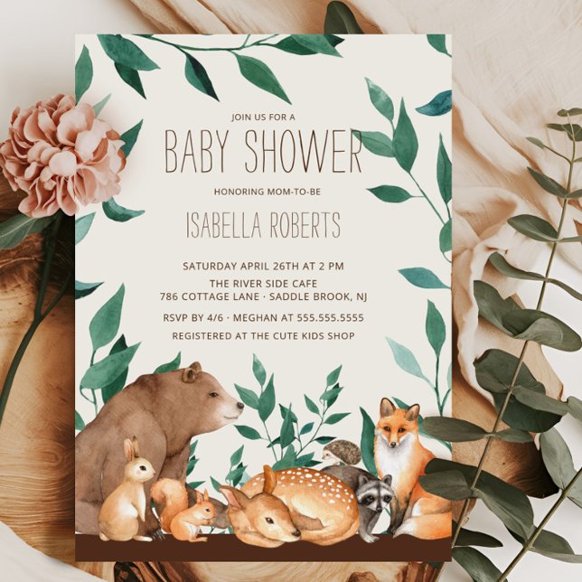 Woodland Animal Friends Baby Shower Invitation (Creator Uploaded)