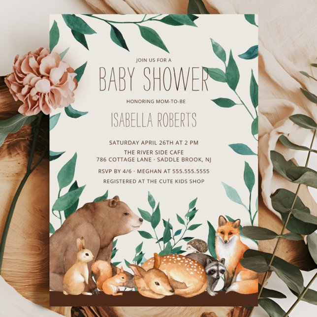 Woodland Animal Friends Baby Shower Invitation (Creator Uploaded)
