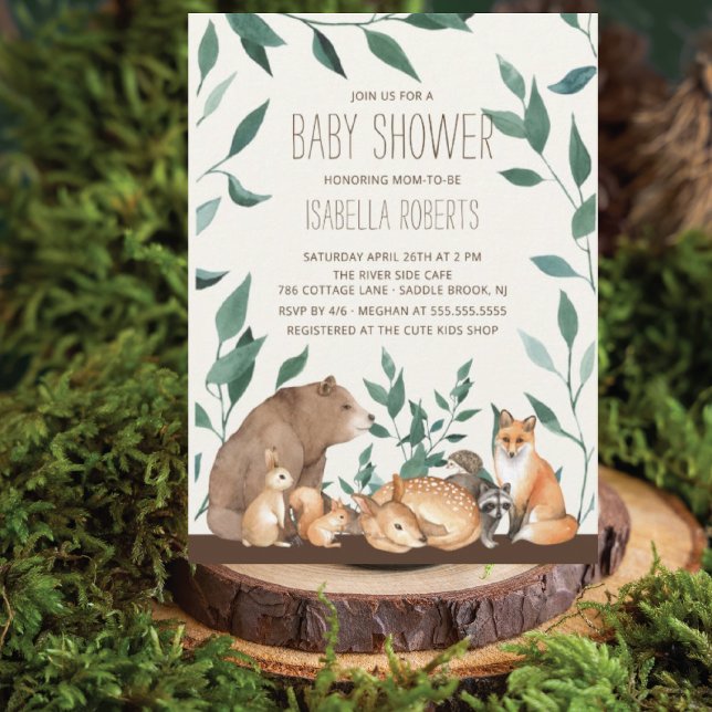 Woodland Animal Friends Baby Shower Invitation (Creator Uploaded)