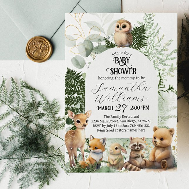 Woodland animal Greenery Forest Baby Shower Invitation (Creator Uploaded)