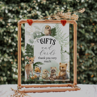 Woodland animal Greenery Gifts Baby Shower Poster