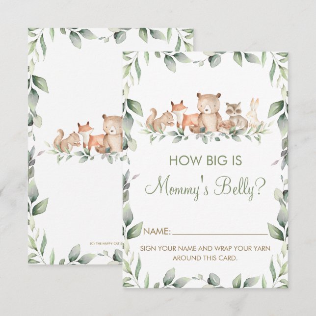 Woodland Animal How Big is Mummy's Belly Game Card (Front/Back)