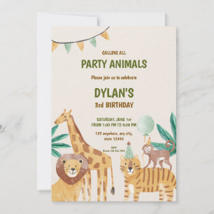 Woodland Animal Kid's Birthday Invitation