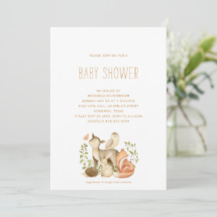 WOODLAND ANIMAL MODERN MINIMAL BABY SHOWER   INVITATION