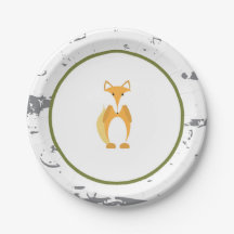 Woodland Animal Paper Plates- Fox Paper Plates