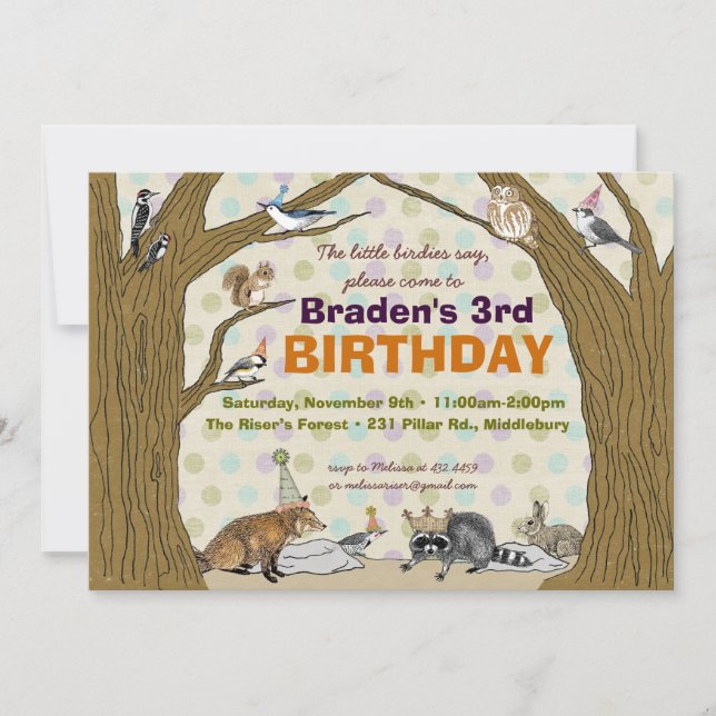 Woodland Animal Party Invitation (Front)