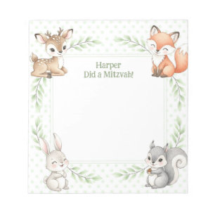 Woodland Animal Personalised Mitzvah Notes Notepad